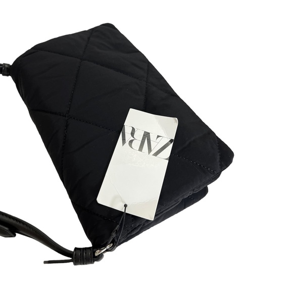 Zara Womens Crossbody Bag Black Quilt Shoulder Bag Purse Adjustable Strap New - Picture 13 of 13